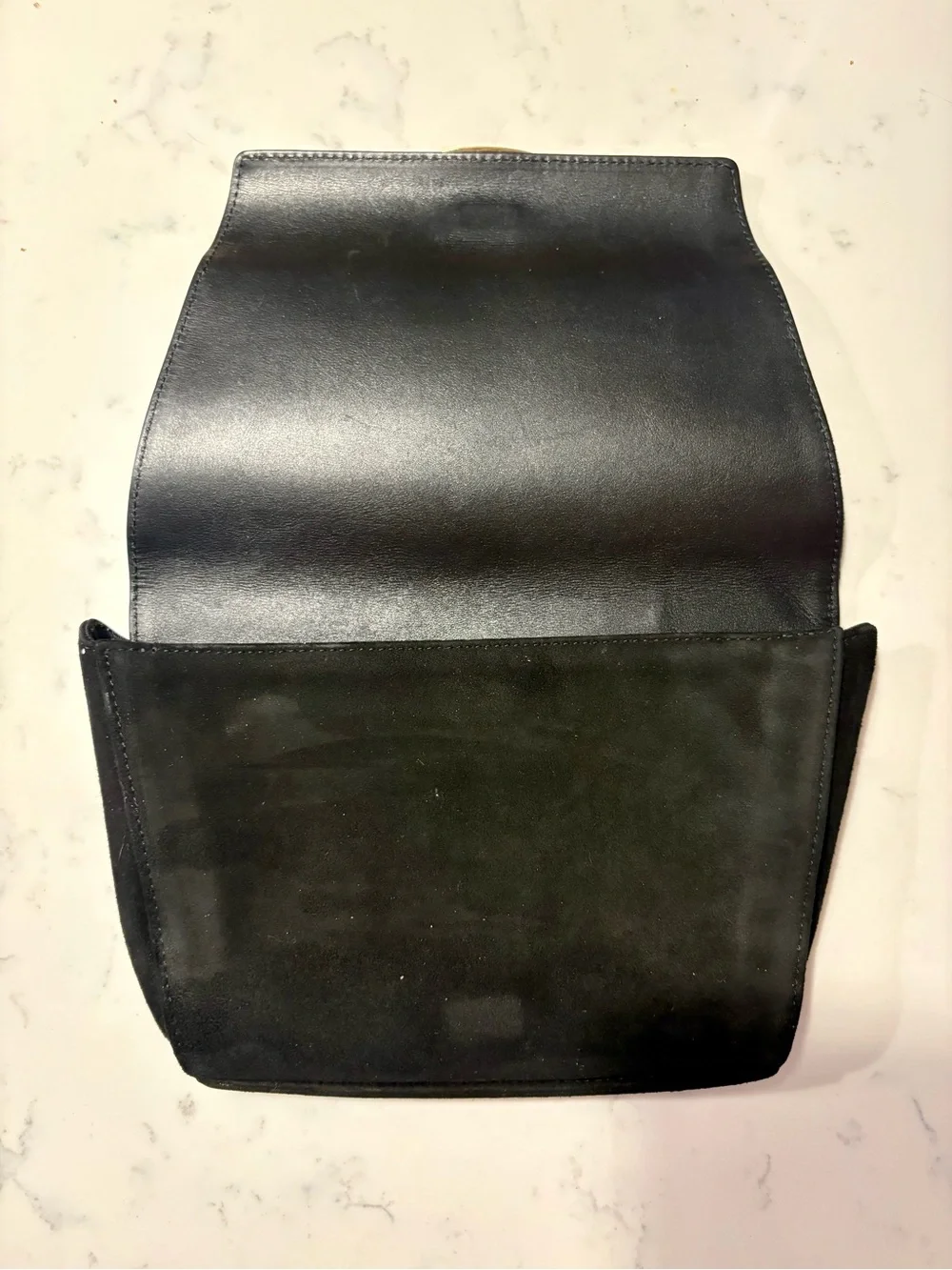 Black suede evening clutch
